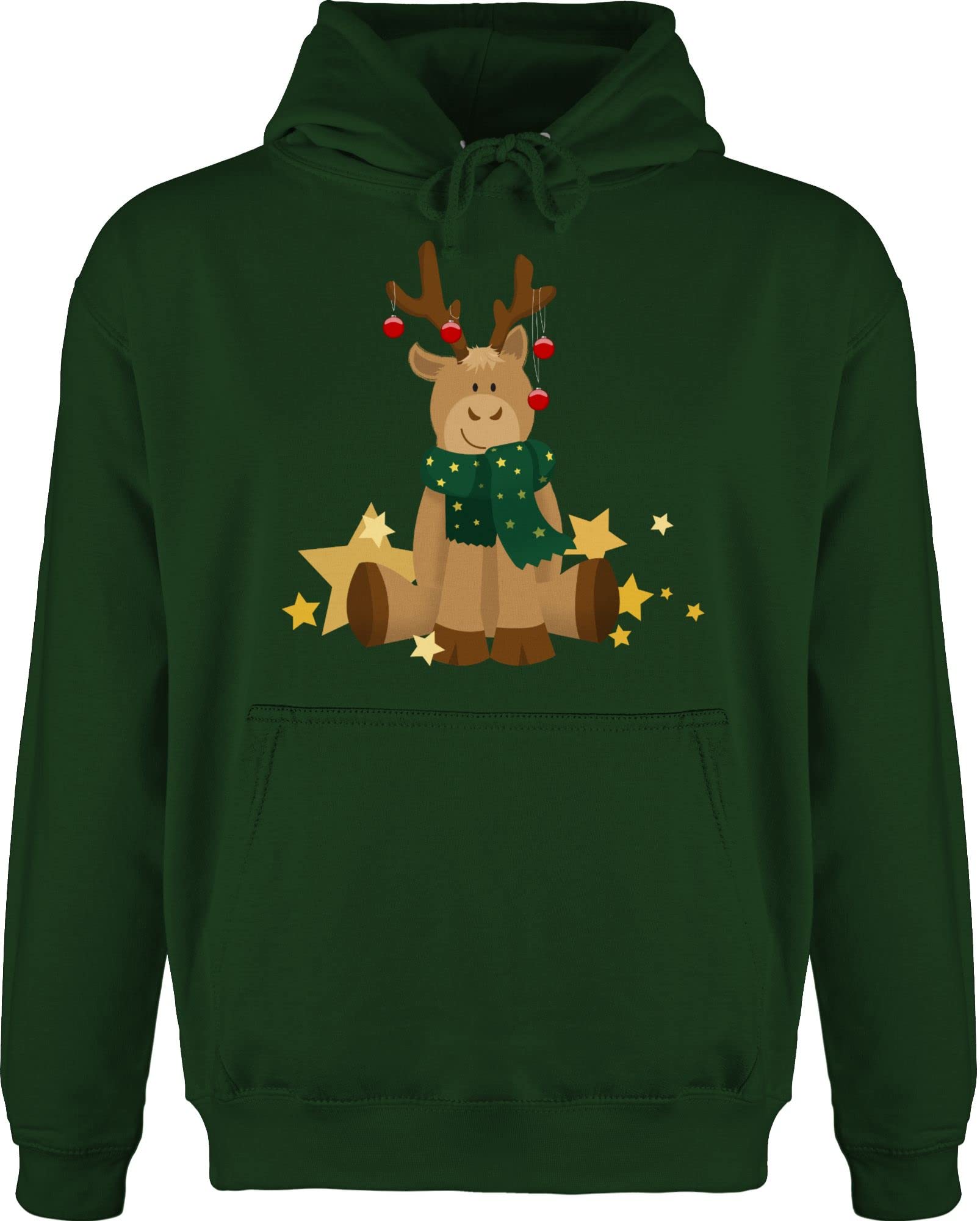 Hoodie Herren Pullover Männer - Weihnachten Geschenke Christmas Bekleidung - süßer Elch - 3XL - Dunkelgrün - weihnachtspolover witziger weihnachtspulli weihnqchts Pulli weihnachtspullovet