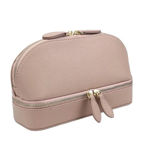 Kosmetiktasche Frauen Reise Kosmetiktasche Pu Leder Schmuck Aufbewahrung 2 In 1 Frauen Reisekupplung-Nude Pink