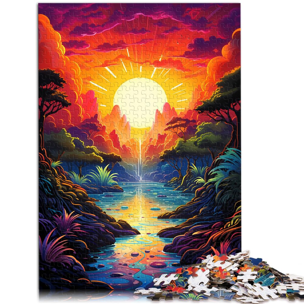 Spielgeschenk-Puzzle Seltsamer farbenfroher Sonnenuntergang, 1000 Teile, Premium-Puzzle, anspruchsvolles, unterhaltsames Spiel für die ganze Familie, 1000 Teile (50 x 75 cm)