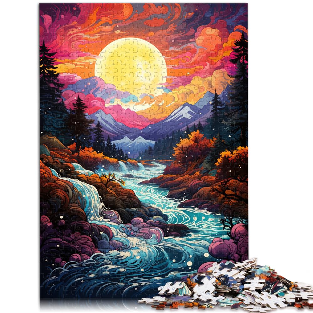 Spielzeug-Puzzle, farbenfroher Psychedelischer Fluss, 1000 extragroße Teile, Holzpuzzle eignet ganze Familie und die 1000 Teile (50 x 75 cm)