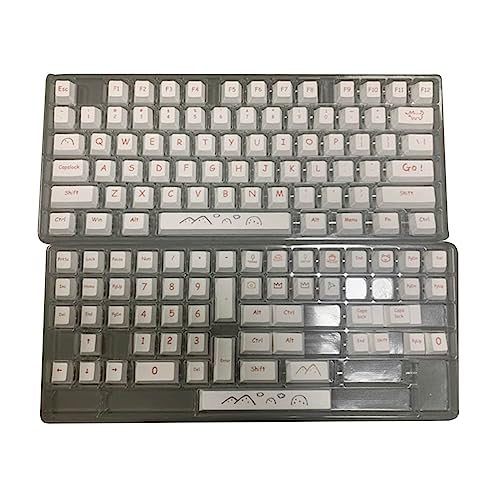 Weiße Tastenkappen mit 131 Tasten, dicke PBT-Farbstoffsublimation, lichtdicht, Kirschprofil-Tastenkappen-Set für mechanische Tastatur, 131 Tasten, weiße Tastenkappen, dicke PBT-Farbstoffsublimation,