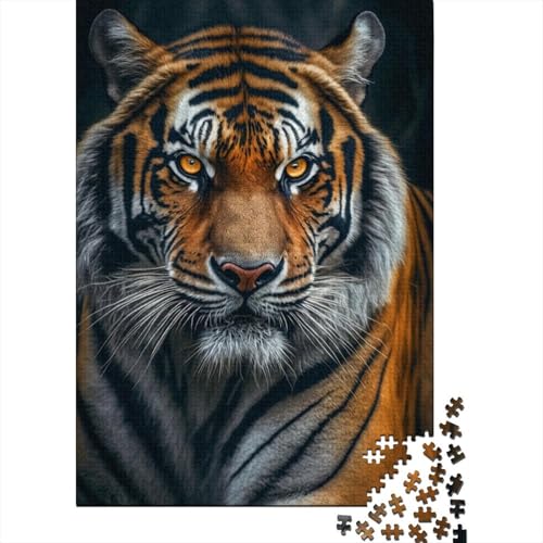 Kunstpuzzle für Erwachsene, 1000 Teile, dunkler Tiger, für Erwachsene, 1000 Teile, Puzzlegeschenke, Familienspiele, Weihnachtsgeburtstagsgeschenke (Größe: 75x50cm)