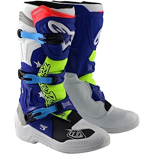 Troy Lee Designs Alpinestars Tech-3 Stiefel, Wei /Blau, 46 EU