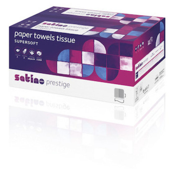 Satino - Handtuchpapier Prestige, 20,6x24cm, 2-lagig, Pck=3000St, Z-Falz