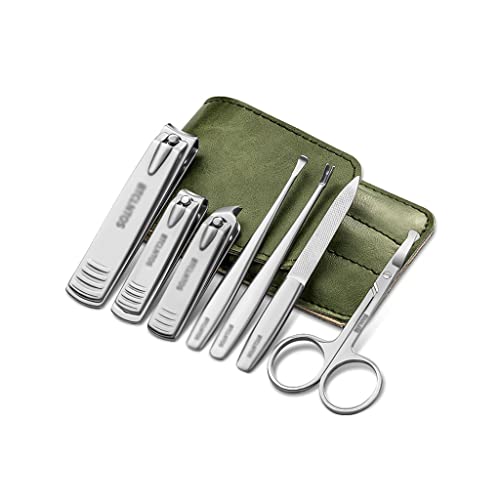 Zehennagelknipser 6/7 Stück Set Nagelschnipper Set Portable Edelstahl Nagel Set Dekoration Fußsatz Körperpflegemittel Schönheitsset mit tragbarer Pu. Ledertasche Nagelknipser-Set ( Color : Groen , Siz