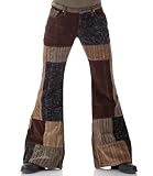 COMYCOM Herren Patchwork Cord Schlaghose Braun 70er Retro 34/36