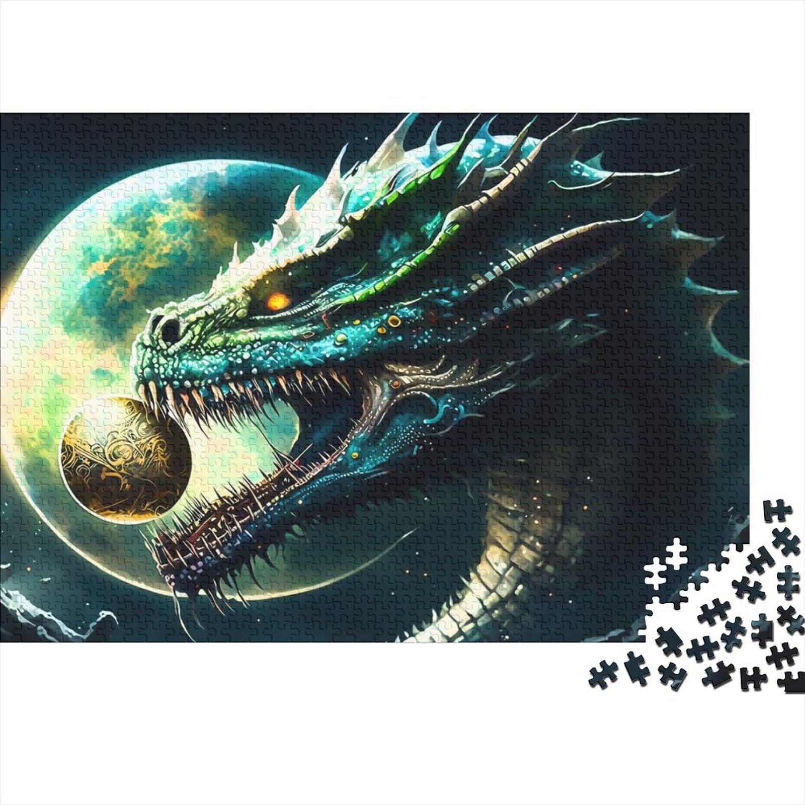 1000 Teile für Erwachsene, schwierige Puzzles, Fliegender Drache, Holzpuzzles für Teenager, Geschenke, Spielspielzeug für Erwachsene, Familienpuzzles, Geschenk (Größe 75x50cm)