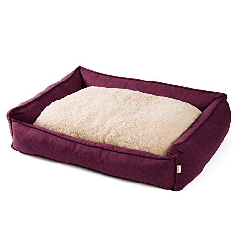 JAMAXX Premium Hundebett Orthopädisch Memory Visco Schaum Waschbar Wendekissen Wasserabweisend / Hundekörbchen Weicher Samtartiger Sofa Stoff Hundekissen Hundekorb PDB2002 / 90x70 (M), Purple