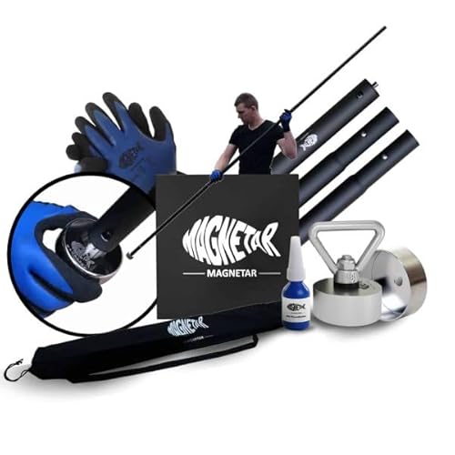 Magnetar - Magnetstange Set - Allround 280kg Bergemagnet - Magnetangel Paket mit Magnetstange/Handschuhen/Schutzhülle/Kleber - 360 Angelmagnet zum Magnetstochern