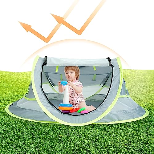 Tragbares Baby-Reisezelt, Strandzelt-Unterschlupf, Faltbare Automatische Pop-Up-Strandzelte, Faltbarer Outdoor-Babyschirm mit Moskitoo-Netz, leichtes Strandzelt, multifunktionales Sonnenschutzzelt