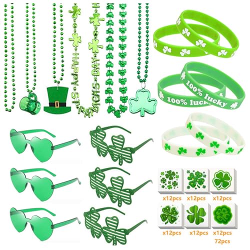 Patrick's Day Zubehör Patrick's Day Partygeschenk mit Patricks, Brillen, Armbändern, Halskette, Patricks, Aufkleber, Patrick Day, Kostümzubehör-Set