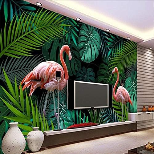 XLMING Handbemalter Tropischer Pflanzenflamingo 3D Tapeten Home Esszimmer Sofa Schlafzimmer Wohnzimmer TV Hintergrund-430cm×300cm