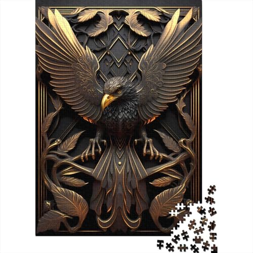 1000-teiliges Puzzle für Erwachsene und Teenager, Episches Golden Phoenix-Holzpuzzle für Erwachsene, Puzzle, Entspannungspuzzle, Spiele, Denksportaufgabe, 75x50cm