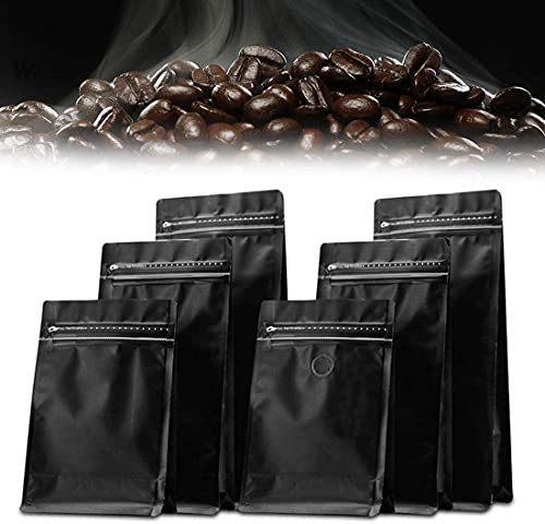 Kaffeebeutel mit Entgasungsventil und Druckverschluss Stand-Up-Aufbewahrungsbeutel Beutel Luftdichte Kaffeebohnensäcke 50er Pack für den gewerblichen Gebrauch (Schwarz) (16 OZ)