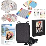 HP Sprocket Fotopapier, 8,9 x 10,8 cm, Zink – Kit: 50 Pack Zinkpapier, Hülle, Fotoalbum, Marker, Aufkleber-Sets