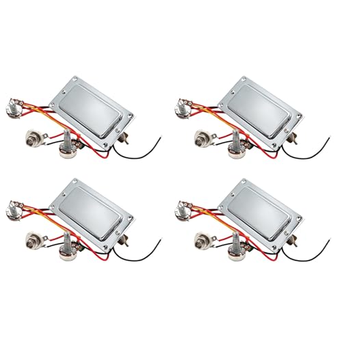 SICOSALT 4X Vorverdrahtete Elektrisch Gitarre Doppelspulen Humbucker Gitarren Pickup Kabel Kit mit 500K Potentiometer Lautstärketöpfen