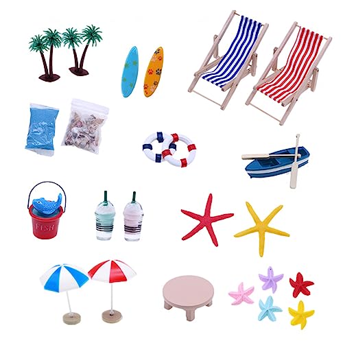 Mllepjdh Zubehör Sonnenschirm Strandkorb Dekoration Miniatur Set Modellfigur Gartenzubehör