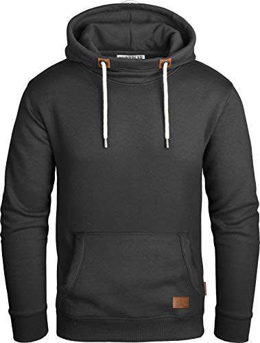 Grin&Bear Herren Kapuzenpullover Kapuzenjacke Hoodie mit hoch abschließendem Kragen GEC494 (XXL, Schwarz)