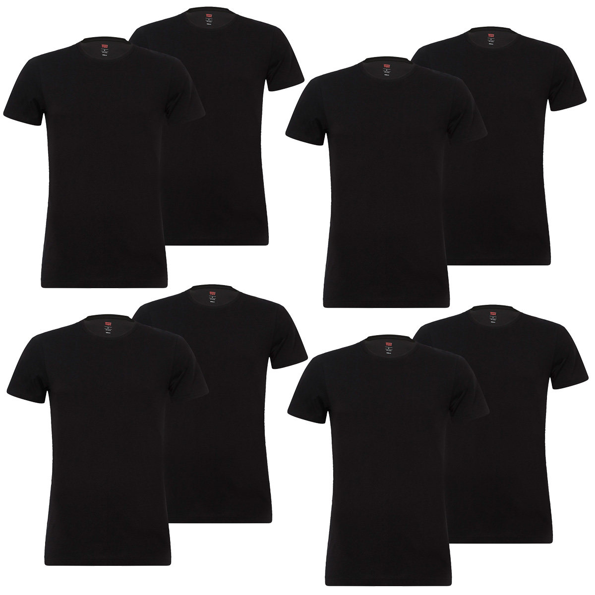 8er Pack Levis Solid Crew T-Shirt Men Herren Unterhemd Rundhals Stretch Cotton