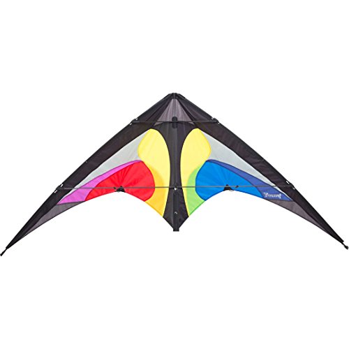 HQ 11677630 - Yukon II Rainbow, Zweileiner Lenkdrachen Allround, Lenkdrachen Zweileiner, Flugdrachen, Drachen für Kinder und Erwachsene, ab 12 Jahren, 80x175cm, inkl. 50kp Dyneemaschnüre 2x20m auf Winder mit Schlaufen, 2-6 Beaufort