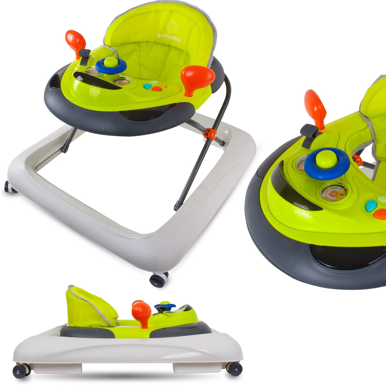 Kinderfahrzeug Lernrad Lauflernhilfe Spielcenter Gehfrei Gehhilfe Baby Walker Babyschaukel (Grün)