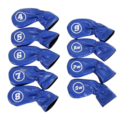 9Pcs wasserdichte Golfplätze Putter Abdeckung Eisen Kopf Abdeckung PU Leder Golfplätze Club Abdeckung Eisen Headcover Golfplätze Club Kopf Abdeckung Set