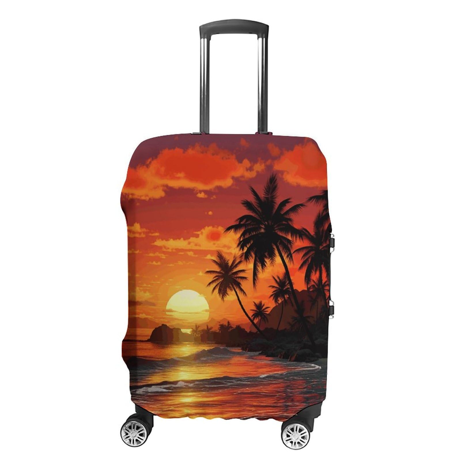 CSGJMYGS Reisegepäckabdeckung, elastisch, waschbar, modisch, kratzfest, Sonnenblumenfeld, Sonnenuntergang, Koffer-Schutz, passend für 45,7 - 81,3 cm Gepäck, Tropical Sunset, L