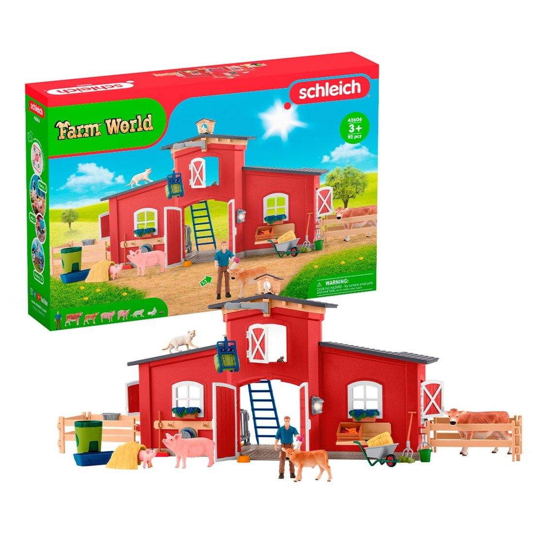 Farm World Große Farm mit Tieren & Zubehör, Spielgebäude