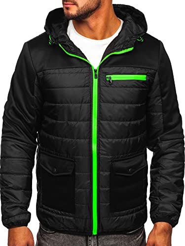 BOLF Herren Übergangsjacke Steppjacke Stehkragen Daunenjacke Reißverschluss Sportjacke Zip Wärme Freizeit Sport Basic Outdoor Casual Style M10006 Schwarz M [4D4]