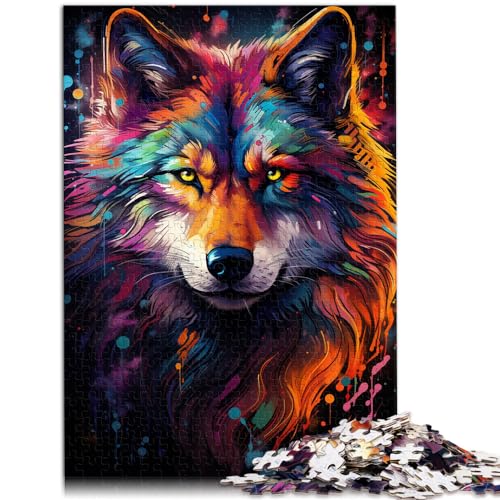 Puzzles für Fantasie, farbenfroher grauer Wolf, 1000-teiliges Puzzle, Holzpuzzle, Spaß für Aktivitäten zu Hause, Geburtstagsgeschenk, Reisegeschenk, 1000 Stück (50 x 75 cm)