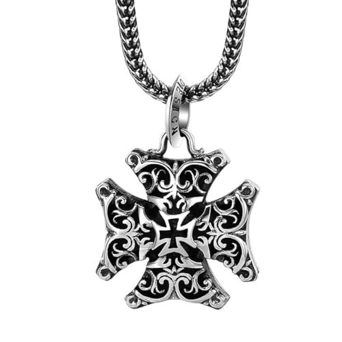 VOYADE S925 Sterlingsilber Personalisierter Kreuzanhänger, Hip-Hop-Halskette Für Männer Und Frauen Mit Kreuzanhänger,Silber,Single Pendant