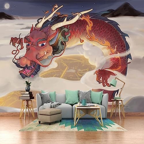 XLMING Klassischer Handgemalter Drache 3D Tapete Home Dekoration Wohnzimmer Sofa Schlafzimmer Tv Hintergrund Wand-300cm×210cm