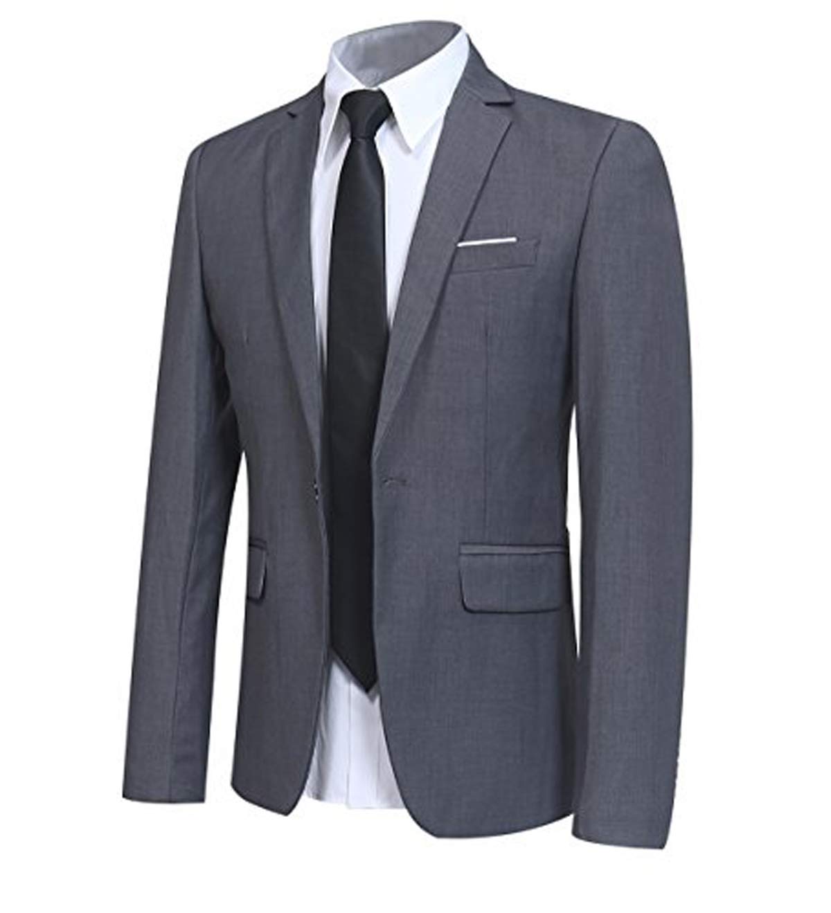 Allthemen Sakko Herren Slim Fit Sportlich Anzugjacke Herren Blazer für Business Hochzeit Freizeit Grau S