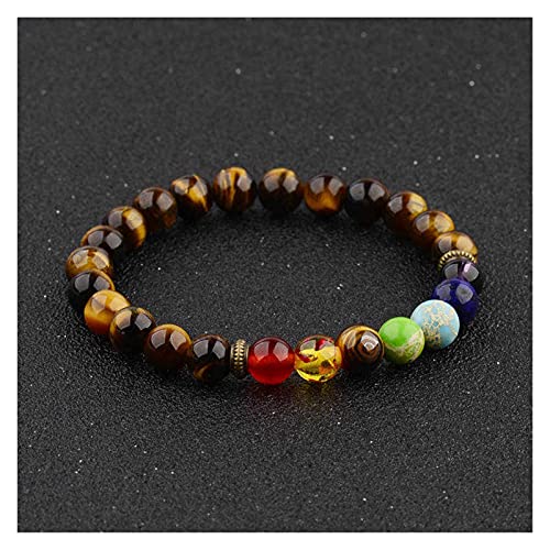 Armband aus 7 Natursteinen mit rauem Kristall, Charm, Modeschmuck, elastisches Seil, Perlenarmreif, Freundschaftsgeschenk für Männer und Frauen, Reiki-Armbänder (Farbe: Grün, Größe: Vulkangestein)