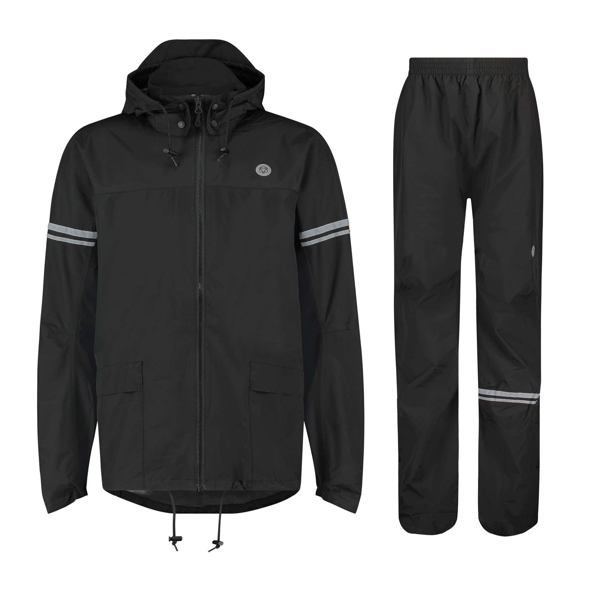 AGU Essential Original Regenanzug, Regenkleidung Fahrrad Herren & Damen, Wasserdicht & Winddicht, Reflektierend, 100% Recyceltes Polyester, Unisex - M - Schwarz