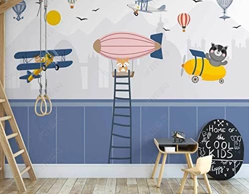 XLMING Porträt Hand Gemalt Heißluftballon Design Kinderzimmer Critter Wand 3D Tapeten Home Esszimmer Sofa Schlafzimmer Wohnzimmer TV Hintergrund-350cm×256cm