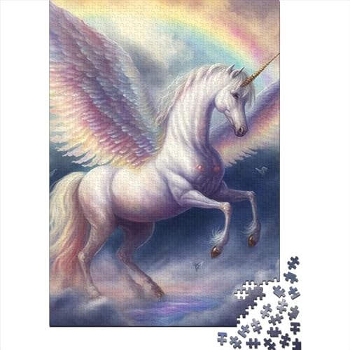 Einhorn-Pferd-Holzpuzzle für Erwachsene und Jugendliche von Art Jigsaw Puzzles für Erwachsene 500 Teile Spielspielzeug für Erwachsene Familienpuzzle Geschenk (Größe 20,47 x 14,96 Zoll)