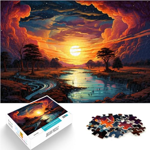 Puzzle | Puzzles Fantasievolle, farbenfrohe Flusslandschaft, 1000-teiliges Puzzle für Erwachsene, Holzpuzzle, anspruchsvolles Spiel, Puzzles 1000 Teile (50 x 75 cm)