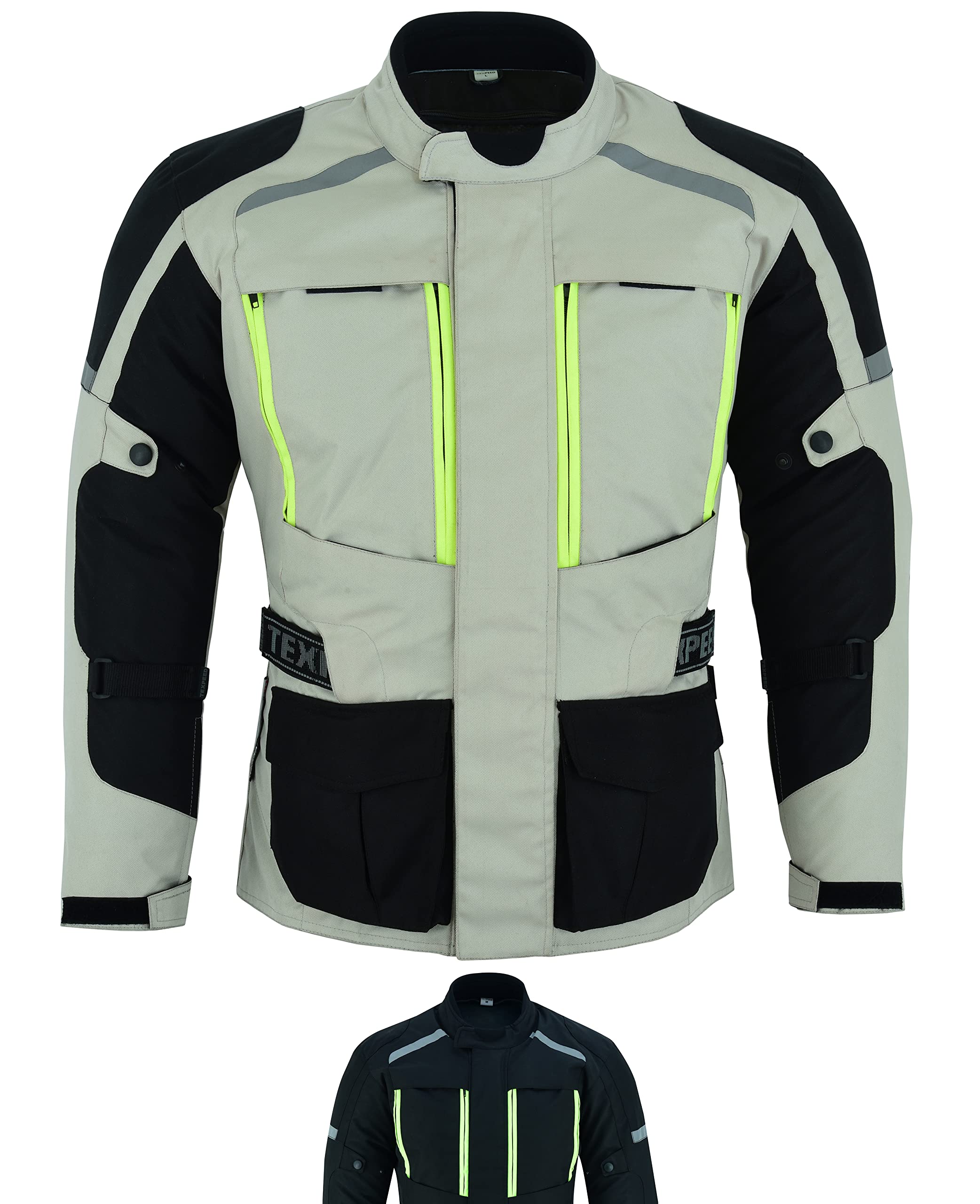 Texpeed Motorradjacke Herren Mit Protektoren - Motorrad Sommer Motorroller Biker Wasserdicht Jacke Mit Rüstung (EN 1621-1) gerade Weiss/Grau - M