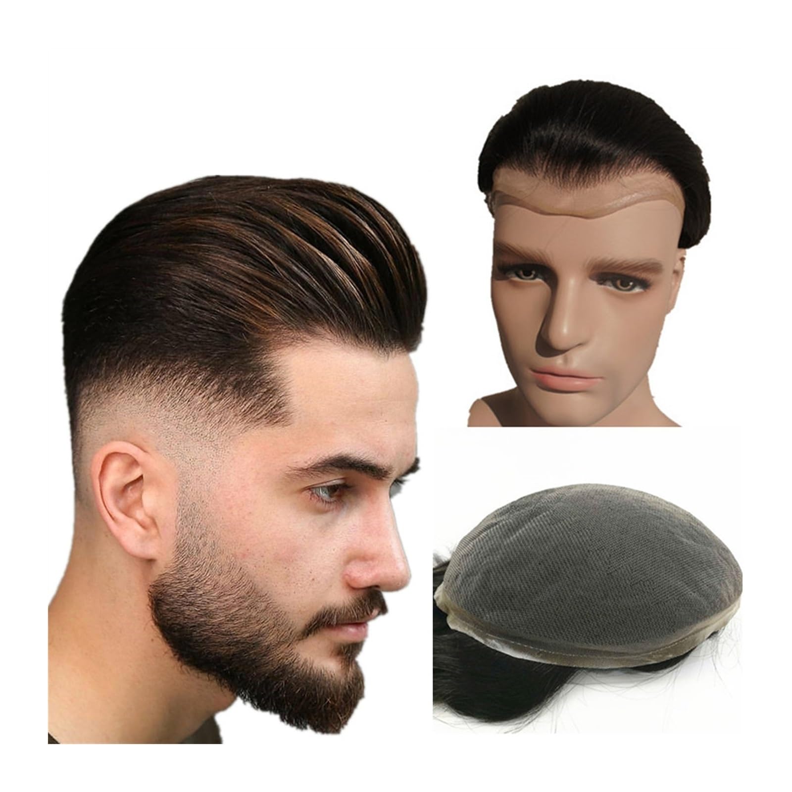 Perücke Männer Haarteile Toupet for Männer Echthaarprothese Herren Schweizer Spitze Haarersatzsystem Haareinheiten Basis 10 * 8 Toupet für Herren(2 Dark brown)