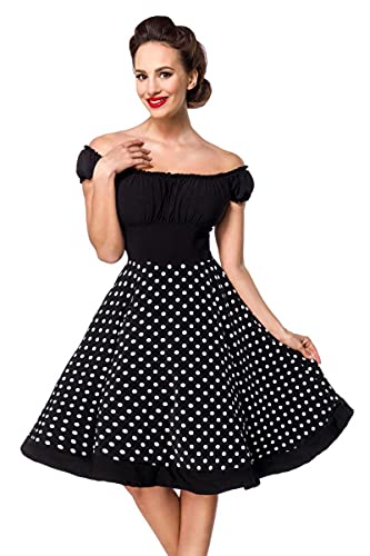 Belsira Schulterfreies Swing-Kleid Frauen Mittellanges Kleid schwarz/weiß XL