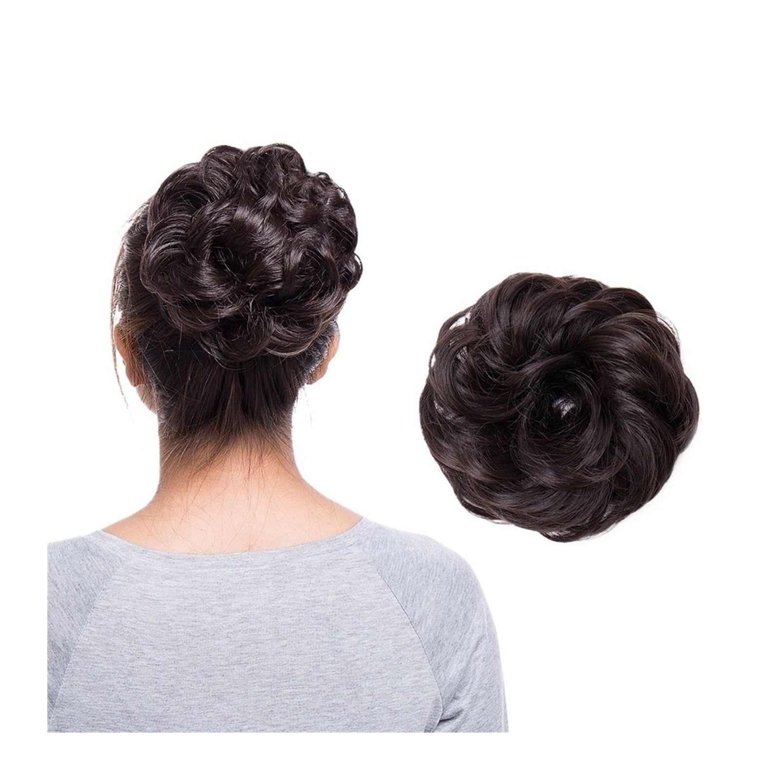 Haarteil Synthetischer, unordentlicher Haarknoten, Haarknoten, künstliches Haar, Chignon, elastisches Haarband, Haarteile for Frauen, Hochsteckfrisur, Donut-Chignon Haarverlängerung(Medium brown)