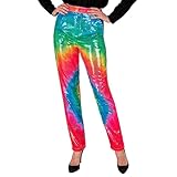 W WIDMANN MILANO Party Fashion - Party Fashion Paillettenhose für Damen, Disco Fever, Schlagermove, Damenhose, Animal Print