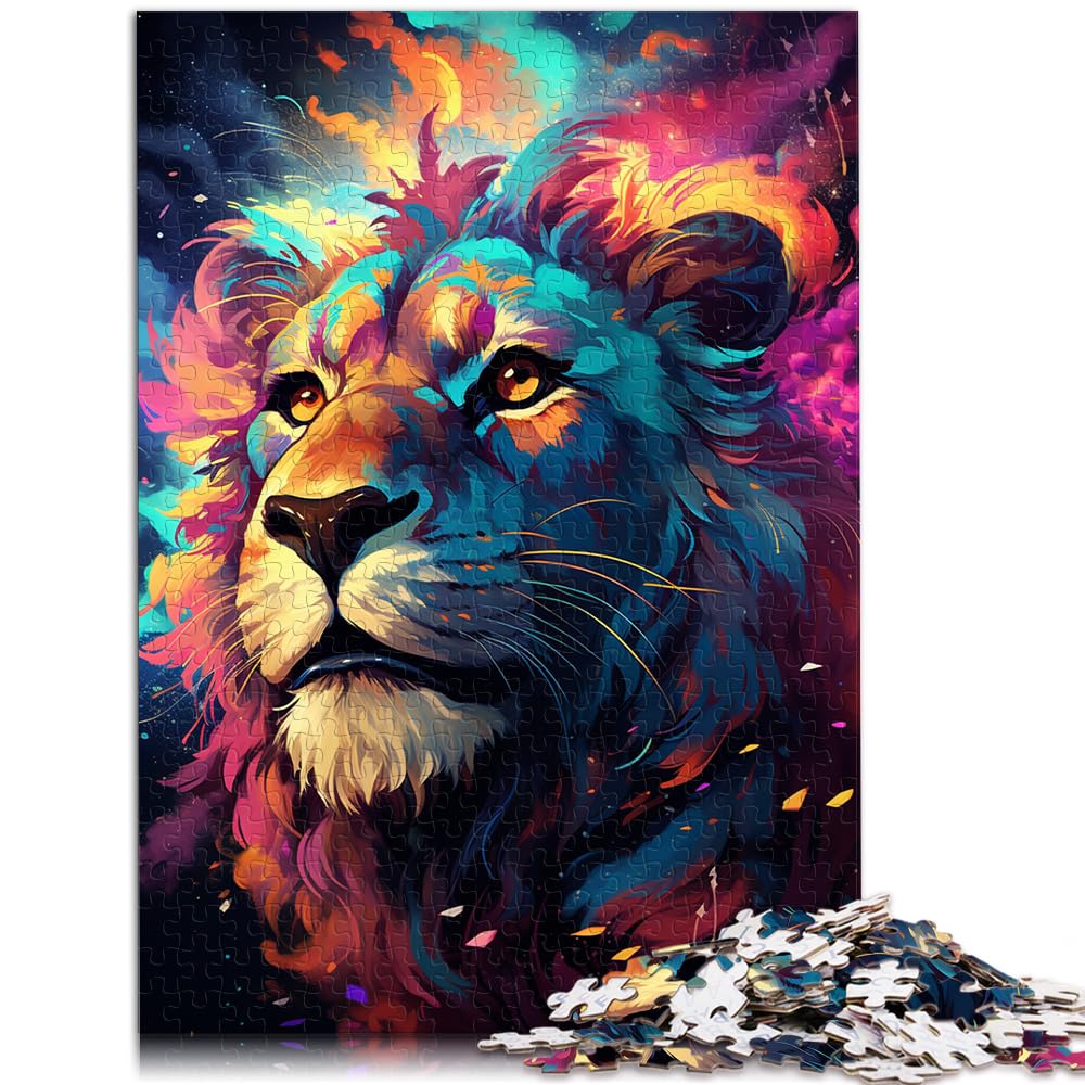 Puzzles, Farbmalerei, Löwe, 1000-teiliges Puzzle für Erwachsene, Holzpuzzle, jedes Teil ist einzigartig – anspruchsvolles, unterhaltsames Familienspiel, 1000 Teile (50 x 75 cm)