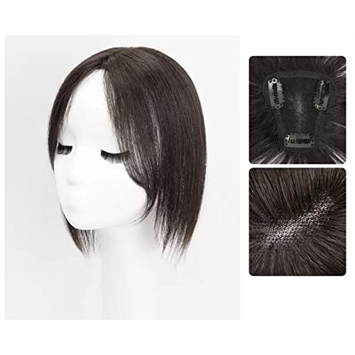 Perücken Perücke Mädchen Kopf Patch Weißes Haar Echthaar Dünn Flauschig Erhöhen Sie das Haarvolumen Perücke Stück Damenperücke(Color:01-(7-8)25CM-black)