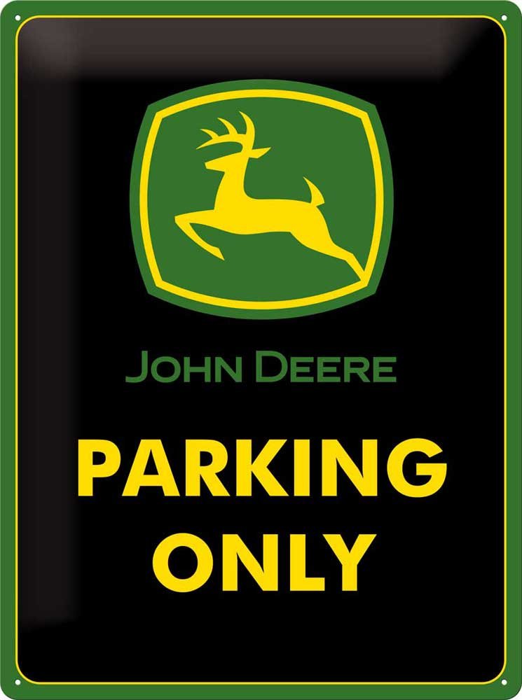 Nostalgic-Art Retro Blechschild, 30 x 40 cm, John Deere Parking Only – Geschenk-Idee für Traktor-Fans, aus Metall, Vintage Design