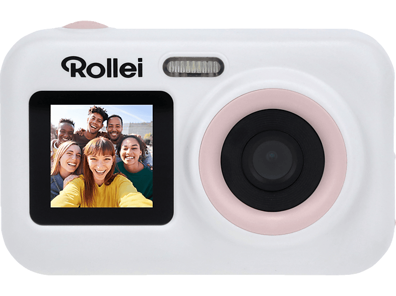 ROLLEI Sportsline Fun Digitale Kompaktkamera Weiß, 5 x opt. Zoom, 2.4-Zoll-Display an der Rückseite, 1.3-Zoll-Selfie-Display Frontseite