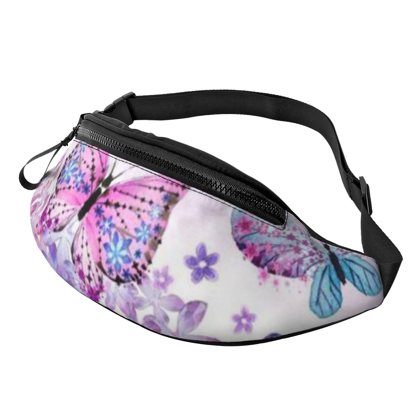 HSJFS Sporttasche mit niedlichem Mops-Motiv, lässige Brusttasche, Schöne violette Schmetterlingskunst, Einheitsgröße