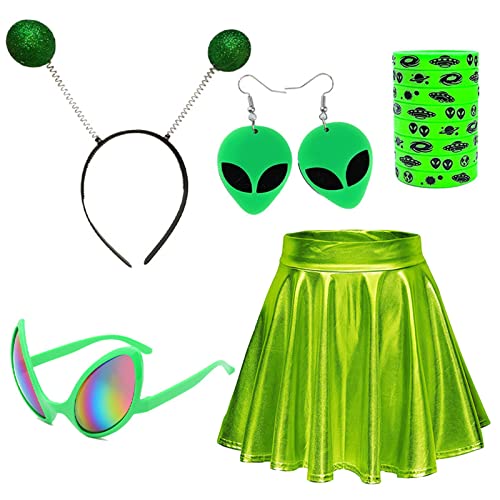 HDKEAN Kostüm-Set für Damen, mit Brillen, Haarreifen, Alien-Sonnenbrille, Ohrringe, Handringe, Halloween, Verkleidungen, Partyzubehör