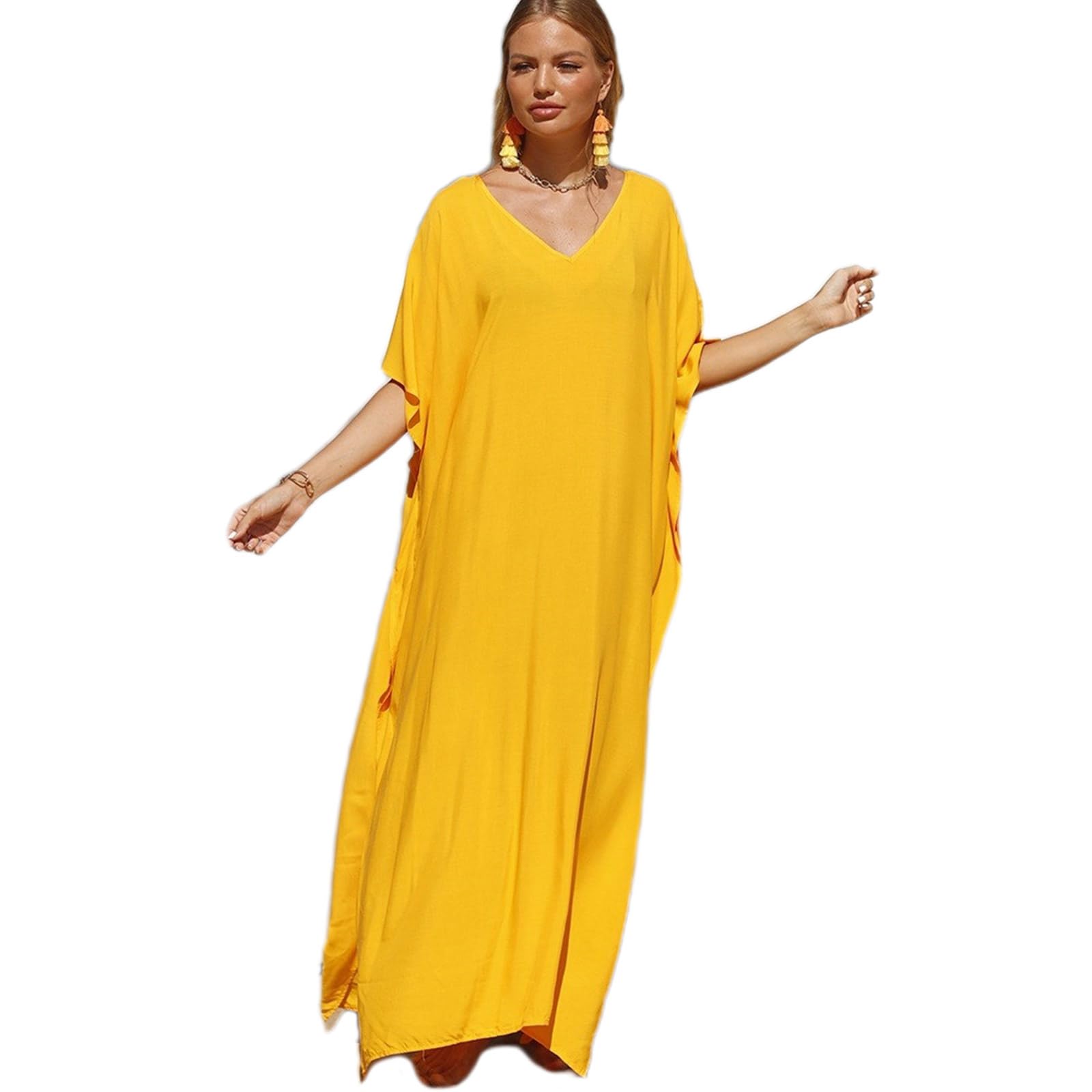 Meiliyizu Kaftan-Kleid für Damen, volle Länge, Badeanzug, Kaftan, Strandkleid